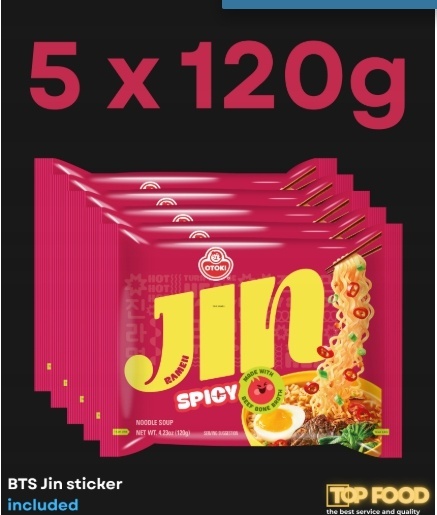 Ramen koreański, Jin Spicy Multipack, Ottogi (120gx5)_BTS edition