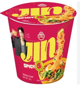 Ramen koreański, Jin Spicy Small Cup, Ottogi (65g/6)_BTS edition