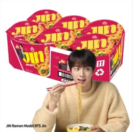 Ramen koreański, Jin Spicy Small Cup, Ottogi (65g/6)_BTS edition